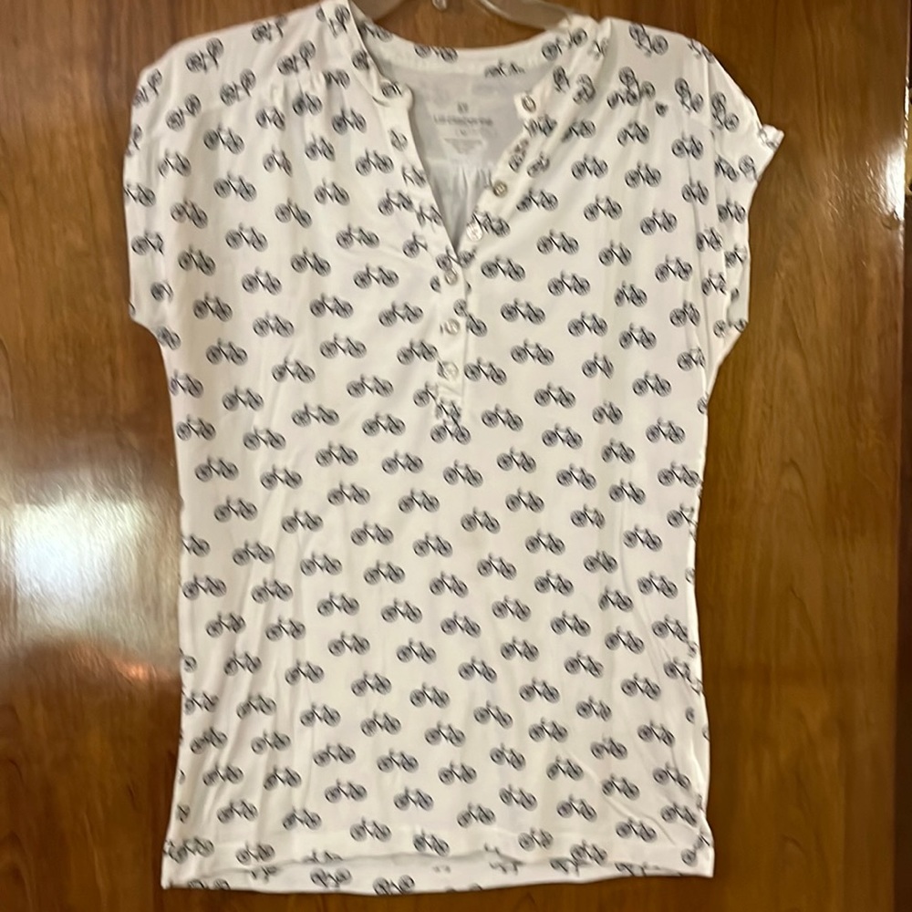 Vintage Liz Claiborne Bike Print Short Sleeve T-Shirt Size Medium